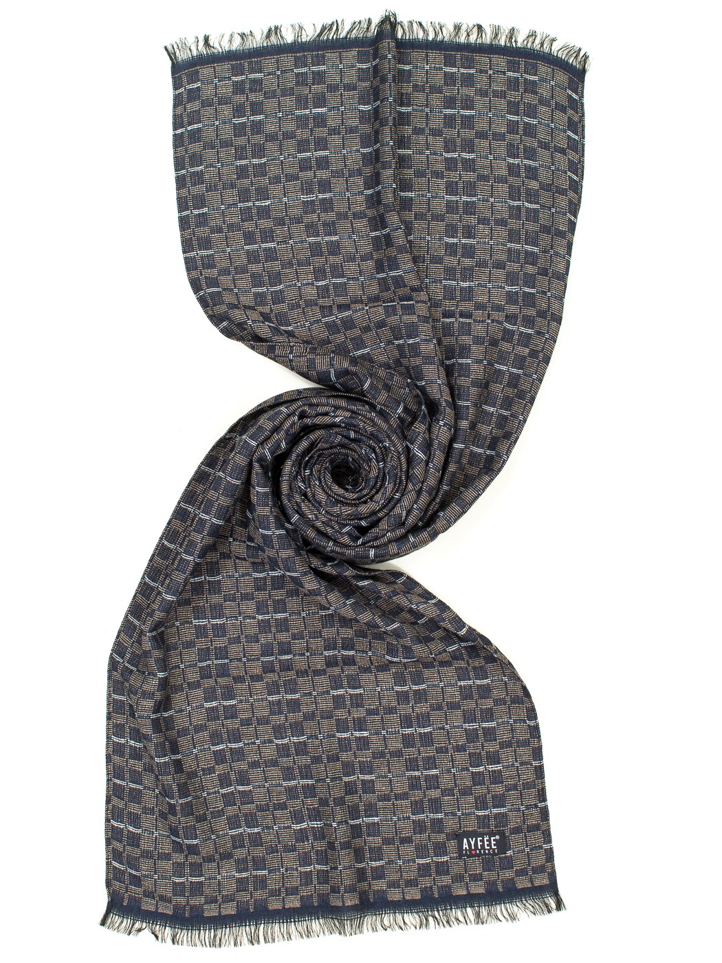 STOLA UOMO JACQUARD SQUARE , 45X180 - BLACK
